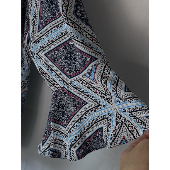 Charter Club Womens XL Blue Geometric Longsleeve Bell cuffs - Picture 7 of 8